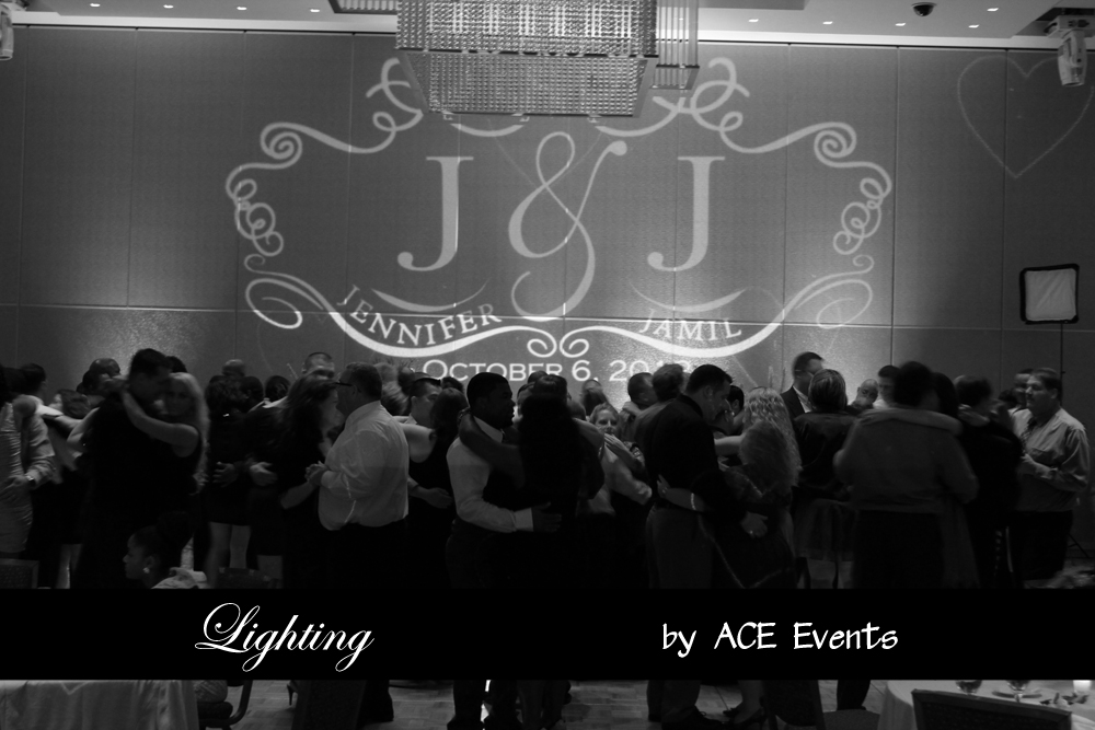 CT Wedding Uplighting and Monogram at The MGM Grand at Foxwoods in North Mashantucket CT